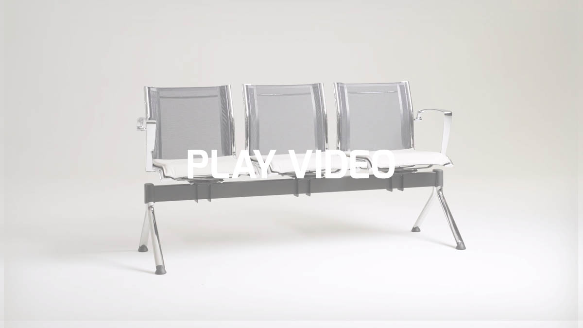 Mesh waiting room benches with pads on seats | Origami RX by Leyform