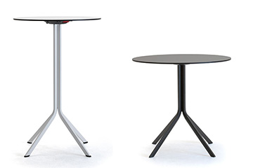 Tavolo da bar e bistrot rotondo alto e basso con superficie in pratico HPL colore nero facilmente pulibile