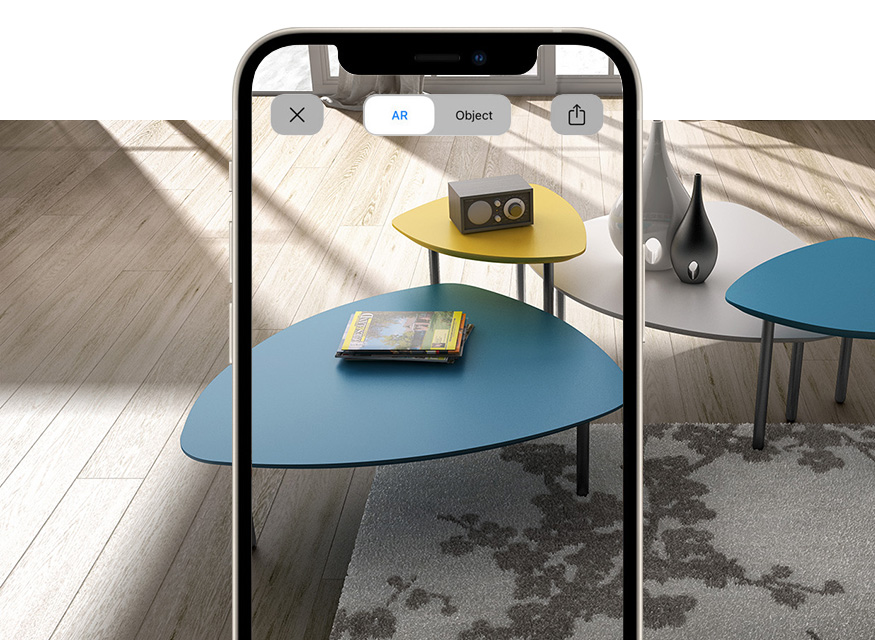 Tavolo portariviste di design per sala attesa e reception con la realta' aumentata EOS