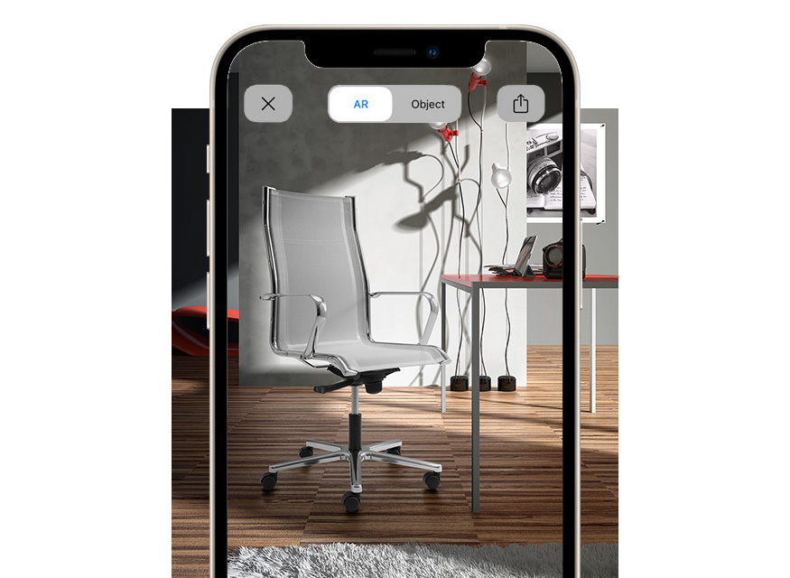 View the mesh executive / visitor and boardroom office seating with augmented reality Origami RE