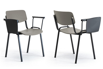 Coloured iso chair with writing tablet for conferences and training rooms Sally
