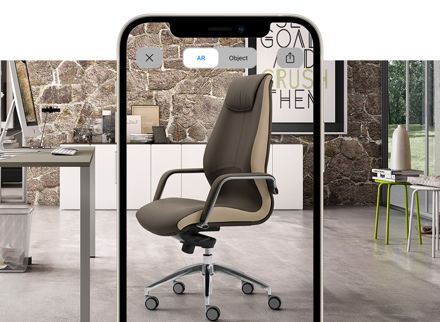 Modern high back office armchair with contemporary design with augmented reality Wave