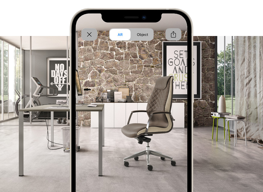 Modern high back office armchair with contemporary design with augmented reality Wave