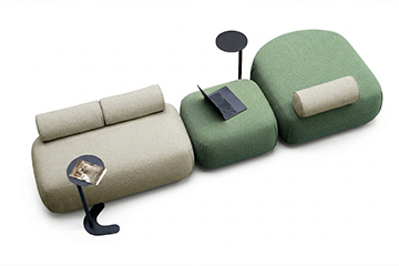 Modular pouf with code design for modern open-space entrances and waiting areas Nodo