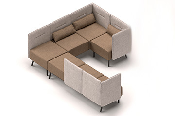 Modular sofas with linkable seats for modern office open space enviroments Around