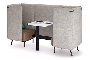 Alcove office-pod sofas for informal meetings with peninsula table for private talks Around Lab LT