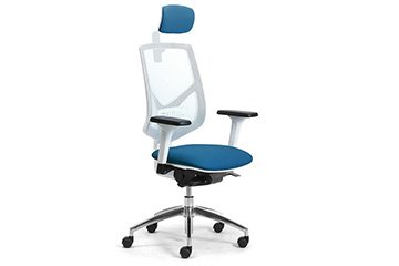 Modern white mesh armchair with lunbar support + headrest for e-sport and video gaming rooms Active RE