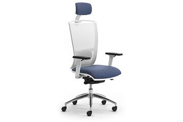 Ergonomic white mesh office seating with headrest and lumbar support  Cometa W