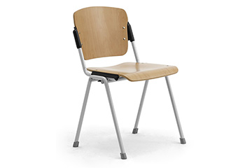 Chairs with wooden seat / back for company, school and self-service canteen Cortina
