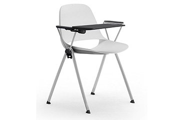 Plastic monocoque stacking chairs with tip-up writing tablet Cosmo