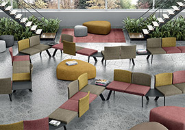 panca modulare per lounge open-space hotel e albergo