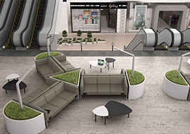 Poltrona e divano per sala attesa dal design minimal per hotel e albergo