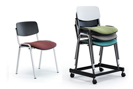 Sedia ISO in plastica colorata con ribaltina per coworking, office sharing Sally