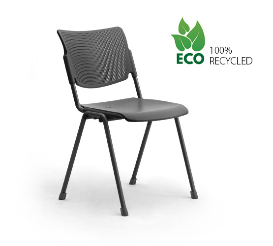 Sedie in plastica riciclabile con scrittoio a ribaltina per sala polivalente e didattica