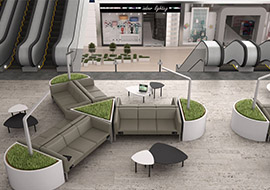 Poltrona e divano per sala attesa dal design minimal con carica batteria usb KOS