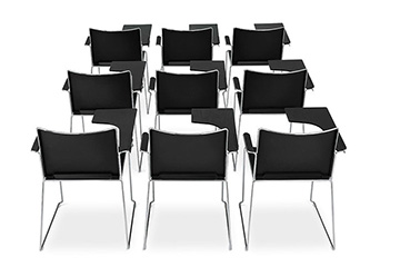 40 Sedie in tessuto con scrittoio ribaltina tavoletta per sala corsi convegni riunioni Nero 