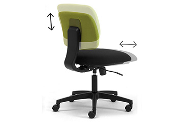 Sedia girevole semplice da utilizzare con schienale regolabile in altezza e sedile in profondita' DAD