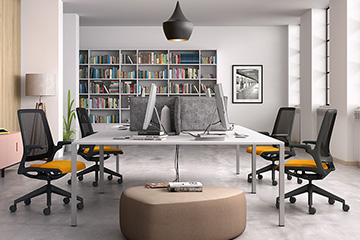 Sedia high-end ad alto contenuto tecnologico ed ergonomico per co-working e office sharing Astra