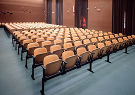 Chairs and benches fixed to the floor for parish hall and multipurpose collective areas Cortina