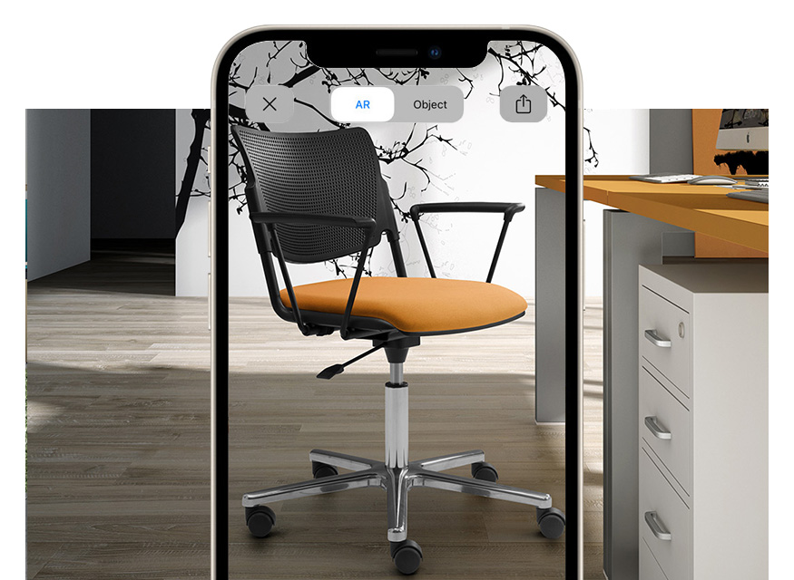 swivel task armchair with metal seat and back with augmented reality LaMia