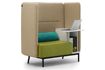 Divano lounge attesa con schienale alto e tavolo + BOX porta oggetti per area coworking e office sharing Around Box